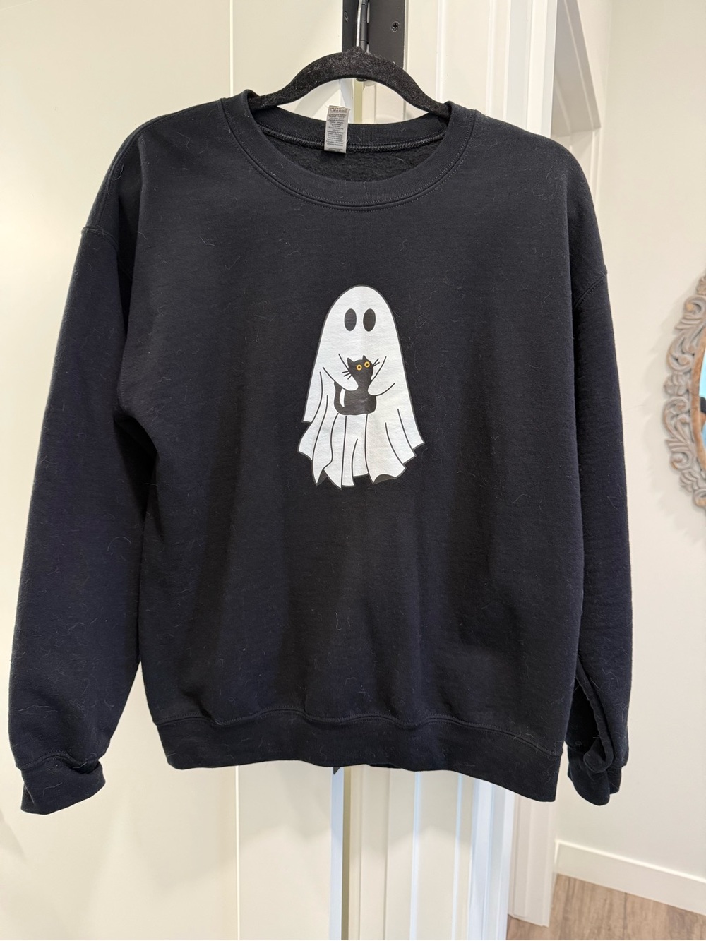 Black Ghost & Cat Graphic Sweatshirt - Women